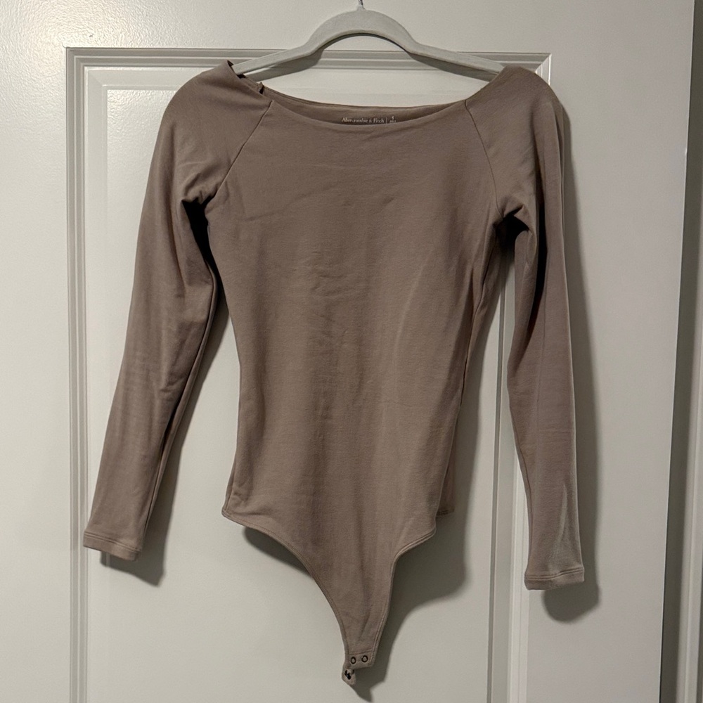 Abercrombie & Fitch Taupe Long Sleeve Bodysuit